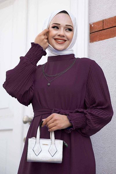 EBRUTESETTÜR Hijab Dress with Pleated Sleeves
