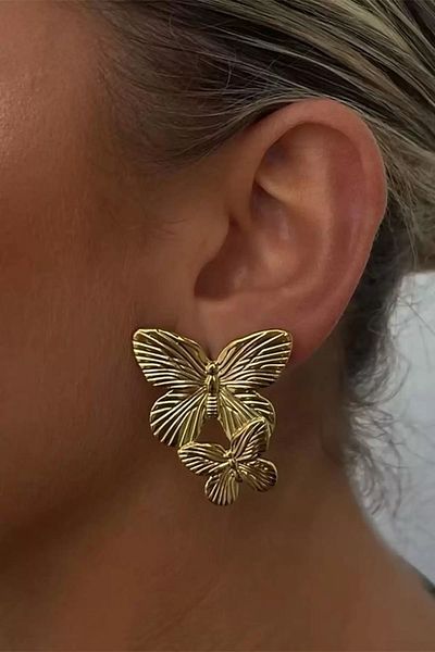 Vitastyle Gold Color Butterfly Figured Earrings