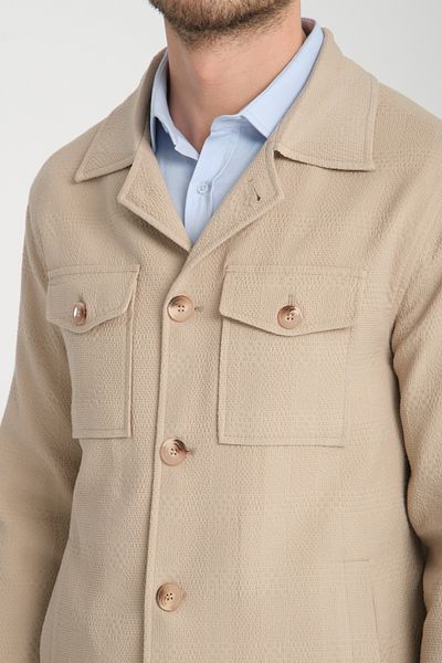 Frappoli Ανδρικό μπεζ μπλουζάκι Vitanes Stretching Fabric Spring Trench Jacket-Pαλτό