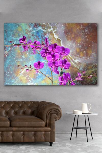 Hediyeler Kapında Mor Orkide Kanvas Duvar Tablo 70x100