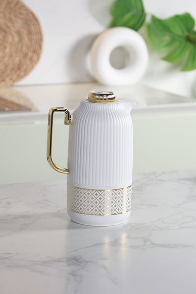 Vadi Luxury Stainless Steel Thermos Jug with White Gold Detail - 1 Lt.