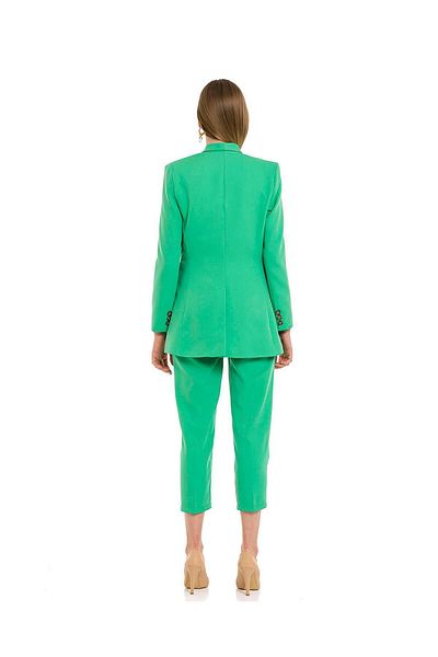 LOKADI Women's Button Detailed Long Blazer Jacket