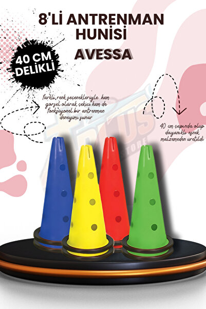 AVESSA 8' Li 40 cm Esnek ve Dayanıklı Fonksiyonel Delikli Huniler – Profesyonel Antrenmanların Vazgeçilmezi