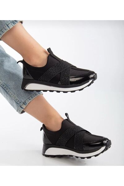 LABRONA Kadın Spor Ayakkabı Sneaker Lastik Detaylı Taşlı