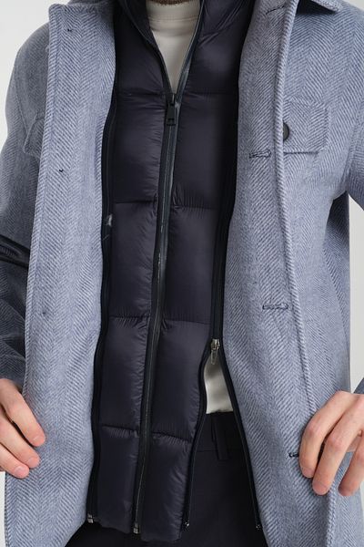 Frappoli Barcia Ανδρικό Navy Blue Diagonel Lycra Κοντό Παλτό με έξω μπροστά