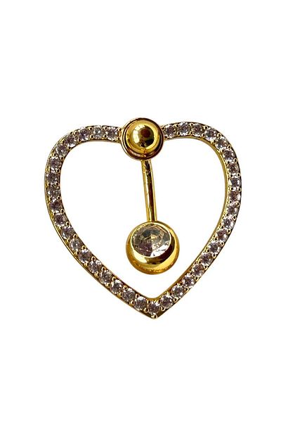 TAKIŞTIR Gold Color Heart Figured Surgical Steel Navel Piercing