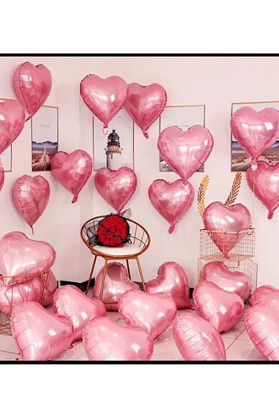 Çemrek Süs Parti Set of 10 Heart Foil Balloons 18 Inches
