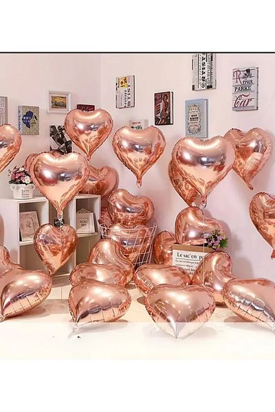 Çemrek Süs Parti Set of 10 Heart Foil Balloons 18 Inches