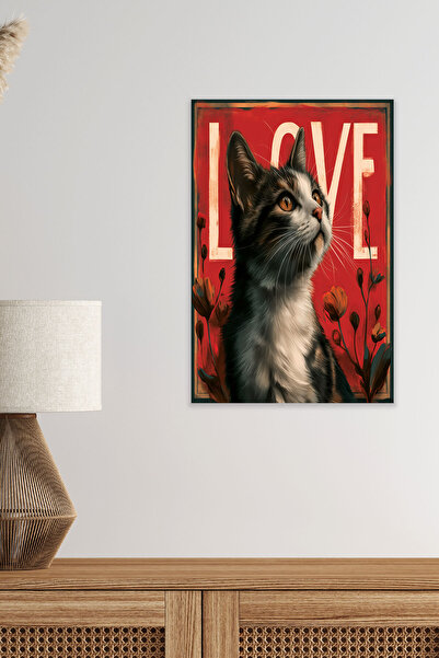 qoeuyl boutique Cute Cats Love No:4 Ρετρό Vintage 18x27 MDF Ξύλινη αφίσα ζωγρ...