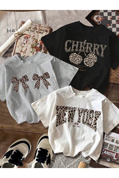MORNİNG KİDS Tricou din bumbac pieptănat cu imprimeu NewYork-cireșe pentru fe...