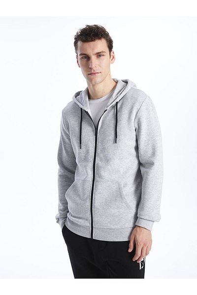 LC Waikiki Hooded Long Sleeve Men's Thick Zip-Up Sweatshirt