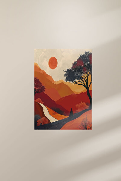 qoeuyl boutique Bohemian Nature Themed No:2 Retro Vintage 18x27 MDF Ξύλινη αφ...