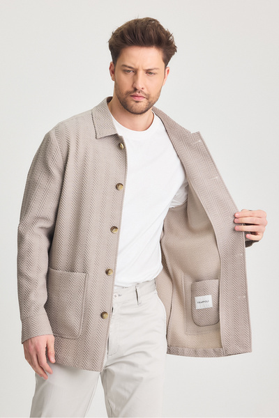 Frappoli Ανδρικό αθλητικό μπουφάν Lores από βαμβακερό μείγμα ελαστικό ύφασμα χωρίς επένδυση από πέτρα