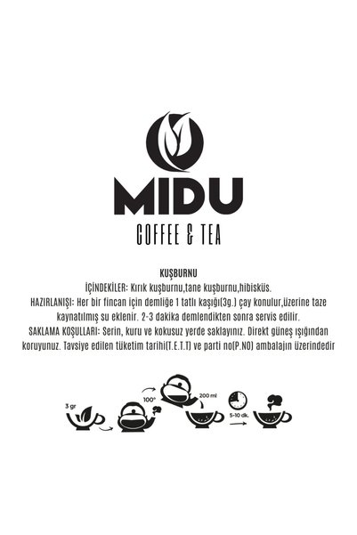 MİDU COFFEE & TEA شاي ثمر الورد 250 غرام