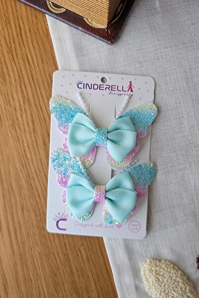 Cinderella Set de 2 catarame cu paiete pentru fetiță, cu perle cu sclipici, c...