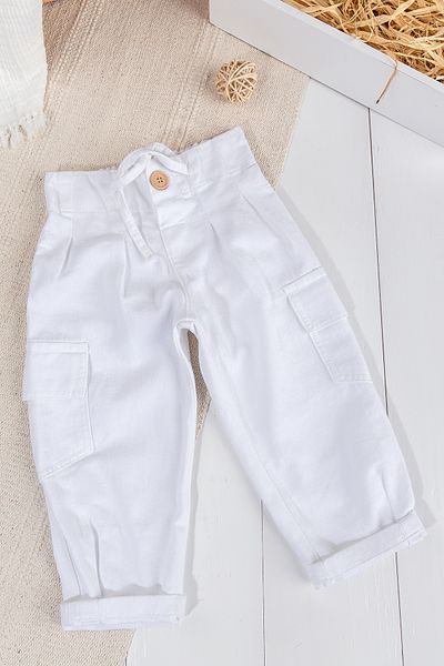 Babymod Πλισέ Cargo Pocket Βαμβακερό Λευκό Κοριτσίστικο Παντελόνι