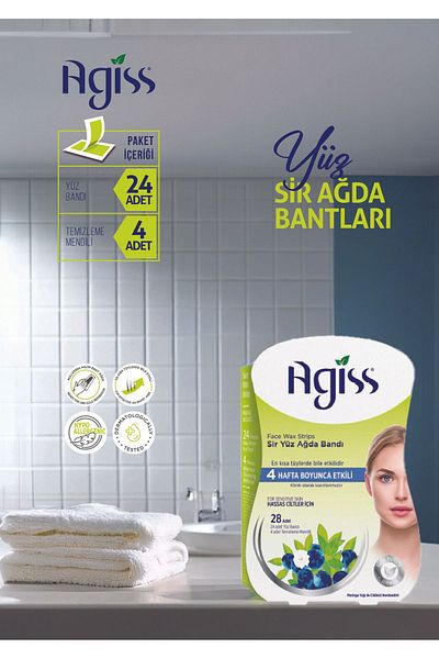 AGISS 28 Pack Sir Facial Wax Strips Sensitive Skin 6 Pieces