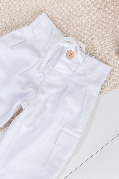 Babymod Πλισέ Cargo Pocket Βαμβακερό Λευκό Κοριτσίστικο Παντελόνι