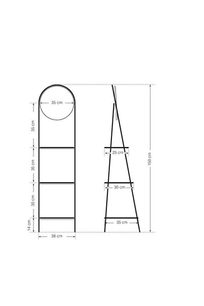 Mobitopya Dekoratif 3 Raflı Ayna Atlantik Çam | Ofis Ev Hol | Modern Çok Amaçlı Düzenleyici Raf Ünitesi