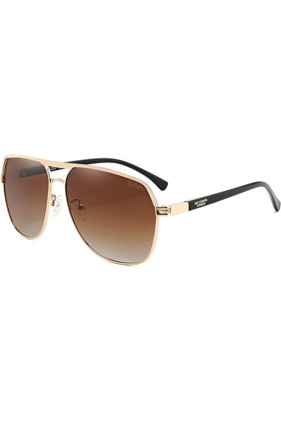 Lee Cooper نظارة شمسية مستقطبة للرجال بعدسات عاكسة باللون الذهبي - LC1016C02