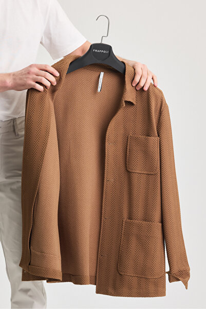 Frappoli Lores Men's Mustard Unlined Cotton Blended Stretch Fabric Overshirt Spring-Summer Sports Jacket