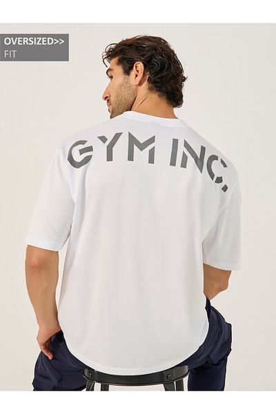 Styli Slogan Print Round Neck Oversized Training T-Shirt