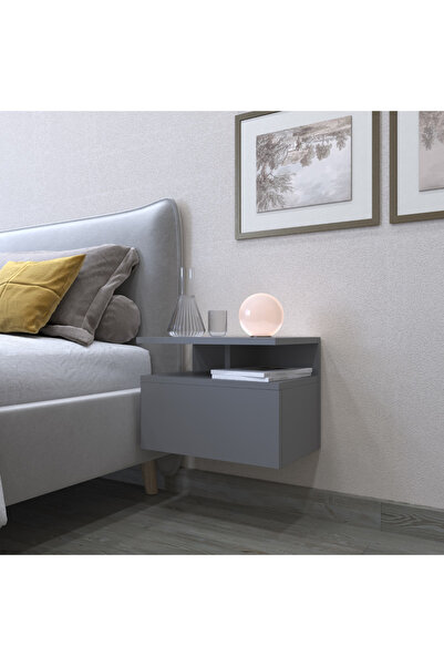 Decomob Vırea  Komodin, Duvara Monte, 45 cm, Antrasit