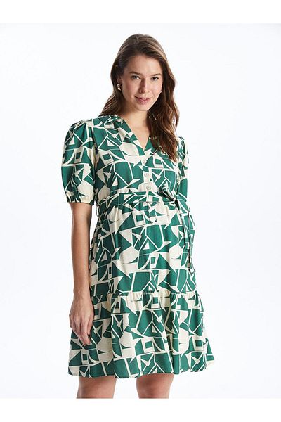 LC Waikiki Shirt Collar Pattern Maternity Dress (S4)