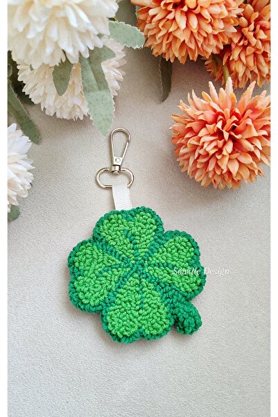 Sewille Design Hand Made Punch İşlemeli 4 Yapraklı Yonca Anahtarlık