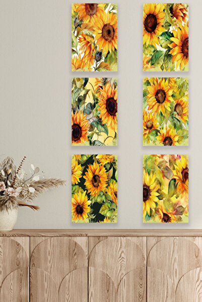 qoeuyl boutique Σετ με θέμα το ηλίανθο με 6 ρετρό vintage ζωγραφική αφίσας απ...