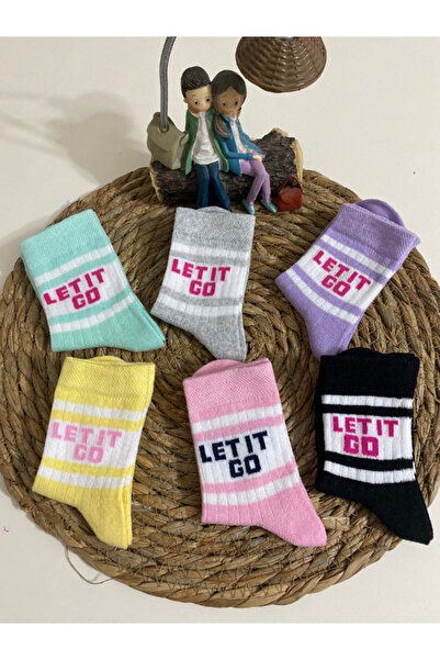 Mikka Lüks Многоцветни 6 чифта тенис и колежански чорапи LET IT GO