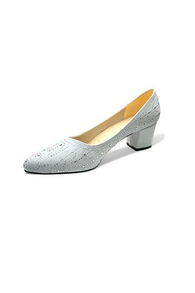 iskarpino Large Size Stone Pointed Toe Thick Heel (5 cm) Women's Classic Heeled Shoes