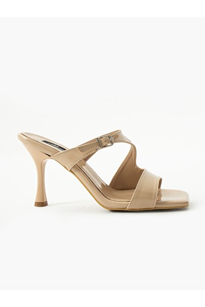 ALEMDAR AYAKKABI PETAL Крем Rugan Toka Детальні каблуки Жіночі тапочки