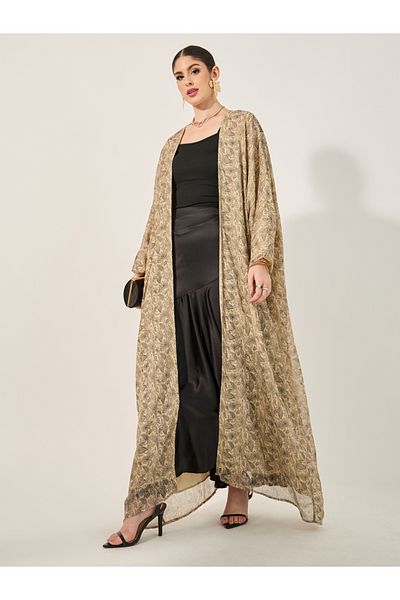 Styli All Over Paisley Print With Lining Batwing Sleeve Abaya And Matching Scarf