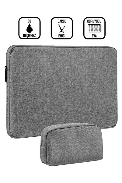 the modawest Gri 13-14-15.6-16.1-16.9 Inç Uyumlu Şarj Saklama Çantalı Macbook Kılıf Notebook Laptop Çantası