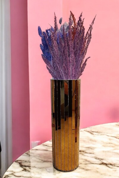 extrasepetim Bronze Mirrored Stylish Round Vase - 40cm Decoration