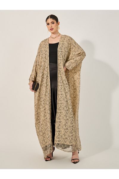 Styli All Over Paisley Print With Lining Batwing Sleeve Abaya And Matching Scarf