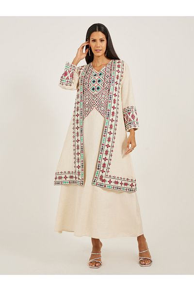 Maxim Creation By Styli Embroidered V-Neck A-Line Kaftan