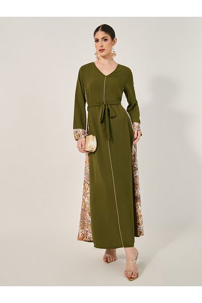 Styli Printed Jalabiya With Cuffed Sleeves