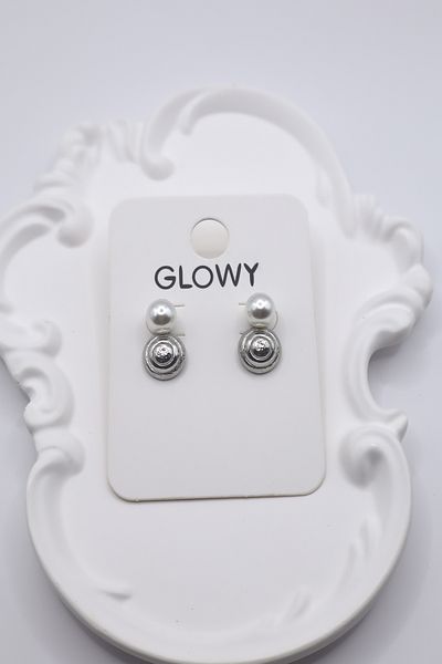 DEMOKAN Women's Earrings Single Pearl Dangle Loop Plate 2cm Earrings