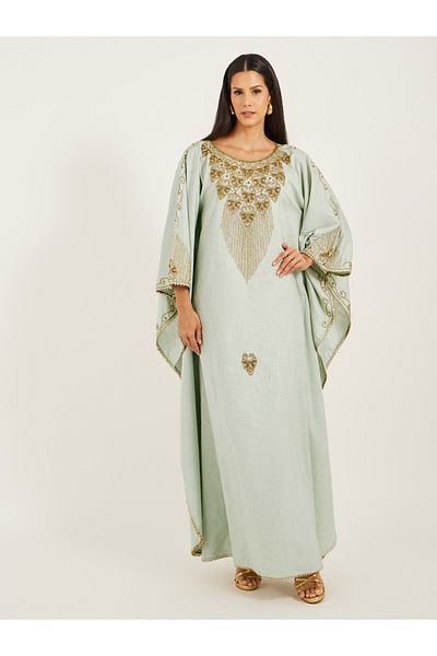 Maxim Creation By Styli جلابية مطرزة بأكمام كيمونو ورقبة دائرية