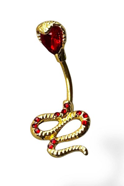 TAKIŞTIR Gold Color Snake Figured Surgical Steel Belly Piercing