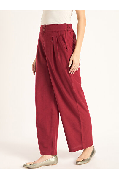 Femmella By Styli Mid Rise Dual Button Detail Straight Pant
