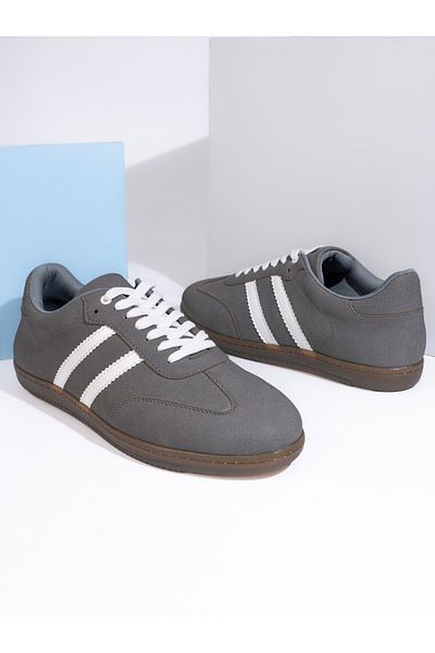 Styli Suede Upper Two Stripe Court Sneakers