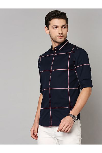 Dennis Lingo By Styli Windowpane Checked Slim Fit Shirt
