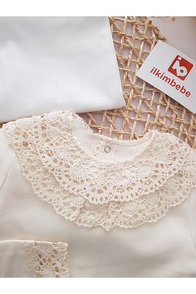 ilkimbebe Organic Fabric, Lace Baby Romper, 100% Cotton