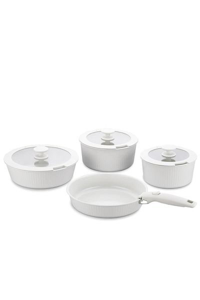 KORKMAZ Nova Pratika Beige Pot Set - 8 Paraçılık