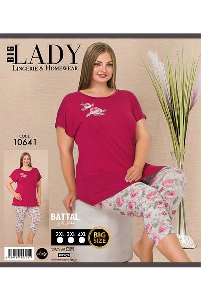 Lady Plus Size Short Sleeve Pajama Set
