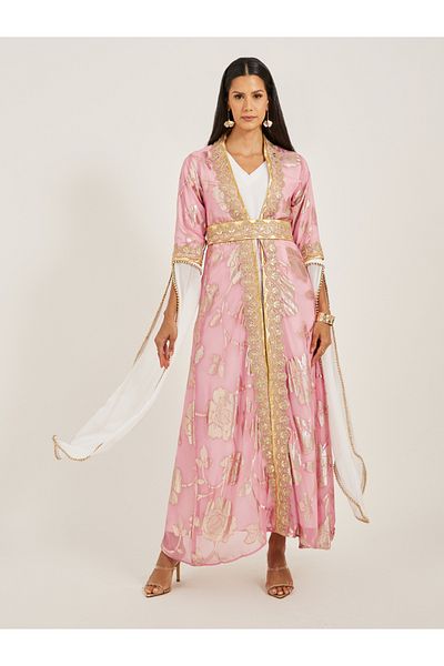 Maxim Creation By Styli Embroidered Belted Kaftan with Inner and Belt Detail
