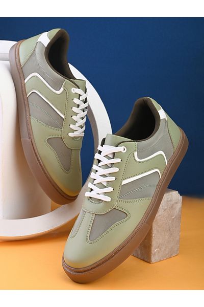 Styli Panelled Gum Sole Lace Up Sneakers
